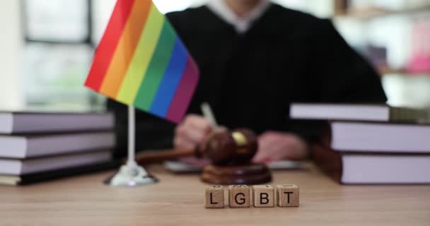 Lgbt Rights Law Blocks Lgbt Text Courtroom Lgbt Rights States — Stock Video