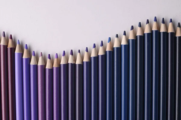 Stock image Set of blue colored pencils in row. Different blue shades in colored pencils concept