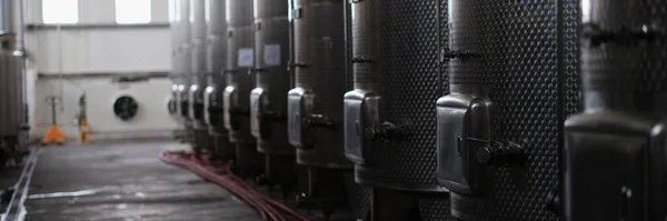 Metal Containers Tanks Production Alcoholic Wine Products Production Equipment Chemical — Photo