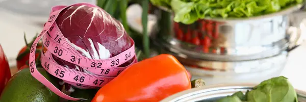 Fresh Vegetables Centimeter Rubber Healthy Eating Weight Loss Vegetable Diet — Fotografia de Stock