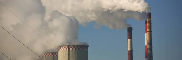 Chp Cooling Towers Which Smoke Coming Out Blue Sky Combined — Stock Fotó