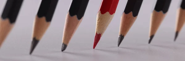 Jeden Czerwony Ołówek Wiele Czarnych Ołówków Sukces Biznesie Lub Jasna — Zdjęcie stockowe