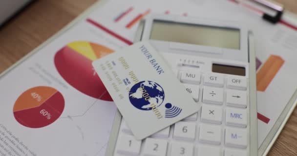 Калькулятор Картки Фінансових Документів Аналітики Аналіз Облік Прибутку Бізнесі — стокове відео