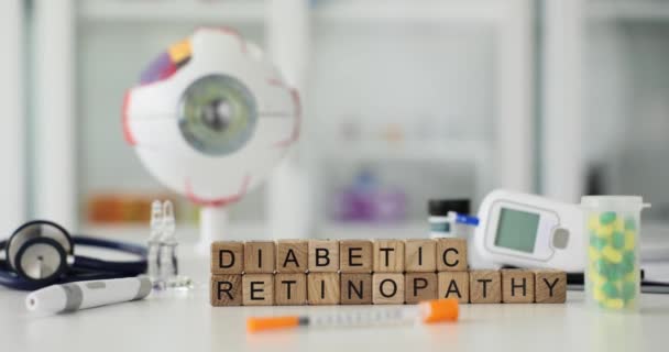 Diabetes Mellitus Diabetická Retinopatie Problémy Zrakem Zrakem Diabetická Retinopatie Komplikace — Stock video
