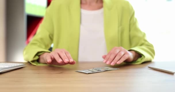 Businesswoman Hand Gesture Refusing Money Office Liability Bribery Corruption — Stock video