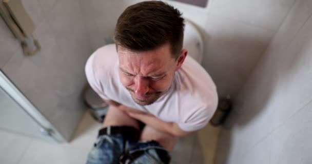 Man Problems Toilet Constipation Diarrhea Food Poisoning Symptoms Adult — Vídeo de Stock
