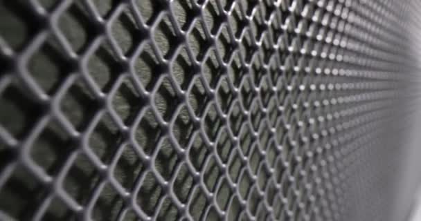 Gray Perforated Metal Mesh Industrial Background Dark Square Mesh Texture — Stock Video