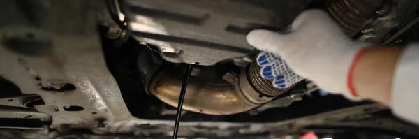 Car Raised Service Check Condition Car Running Gear Car Repair — Stok fotoğraf