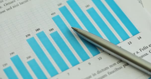 Długopis Sprawozdaniu Finansowym Analitycznych Danych Dotyczących Sprzedaży Koncepcja Analizy Danych — Wideo stockowe