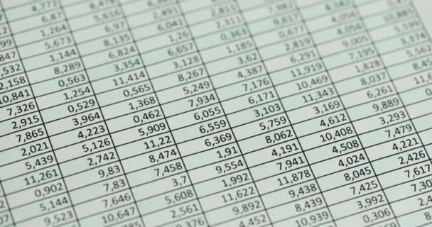 Числа Електронній Таблиці Колонках Фінансового Звіту Рахунок Звітів Статистики Аналітики — стокове відео