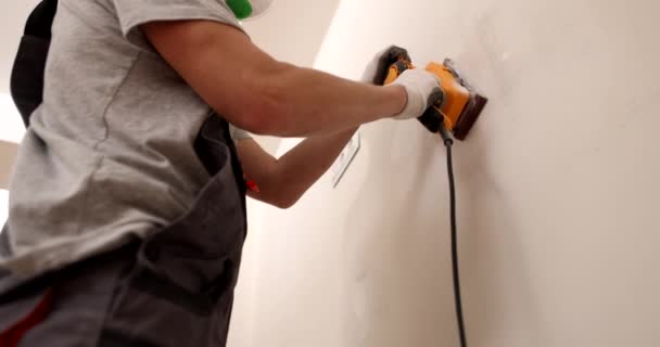 Reparateur Polijsten Gips Muur Afstemming Van Muren Reparatie Decoratie Van — Stockvideo