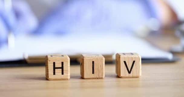 Hiv Text Cubes Background Working Doctor Methods Diagnosing Hiv Infection — Stock Video
