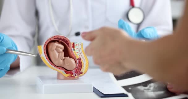 Frau Besucht Frauenarzt Krankenhaus Für Berater Über Schwangerschaft Und Untersuchung — Stockvideo