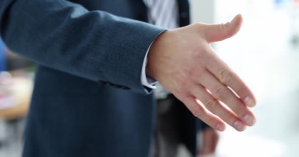 Closeup Business Partners Handshake Office Movie Slow Motion Profitable Deals — Stock video