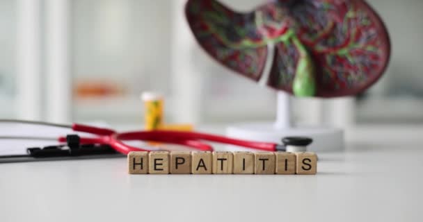 Ord Hepatit Stetoskop Och Leveranatomi Kliniken Hepatit Vård Och Behandling — Stockvideo