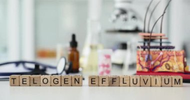 Telojen efluvium ve önleme ve deri ve saçın yapısı. Kafa derisi hastalığı, telojen fazındaki kılların erken görünmesinden dolayı seyrelme veya saç kaybıyla karakterize edilir.