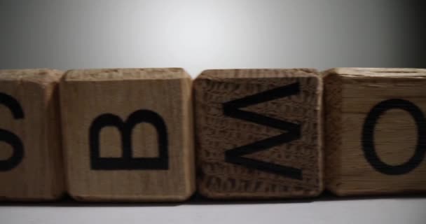 Cubi Legno Con Lettere Alfabeto Inglese Fila Blocco Con Lettere — Video Stock