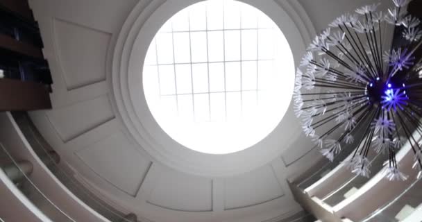 Ілюмінований Інтер Будівлі Вікнами Вигляду Стелі Готелі Стильний Психолог Програмного — стокове відео