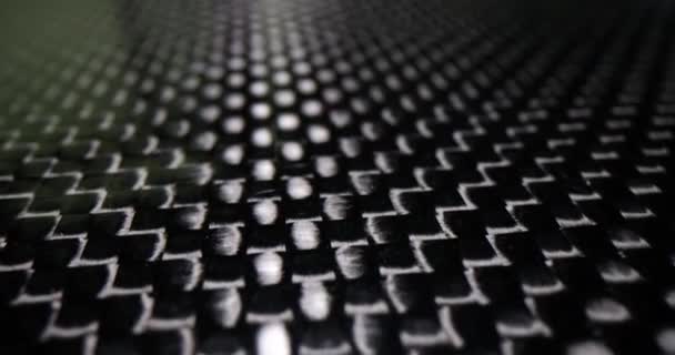 Zwart Wit Patroon Carbonplaat Achtergrond Close Donker Polyester Vezel Materiaal — Stockvideo