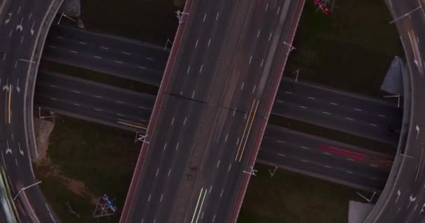 Vista Superior Del Tráfico Autopista Carretera Circunvalación Por Noche Importante — Vídeo de stock