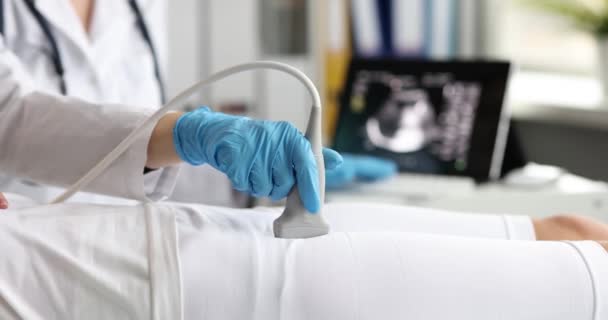Doctor Probe Leg Muscle Close Ultrasound Vessels Legs Scanning Veins — Αρχείο Βίντεο