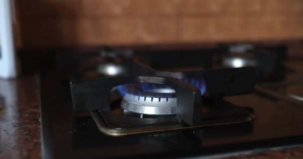 Ceramic Black Frying Pan Burning Gas Burner Safe Cooking Utensils — Vídeo de Stock