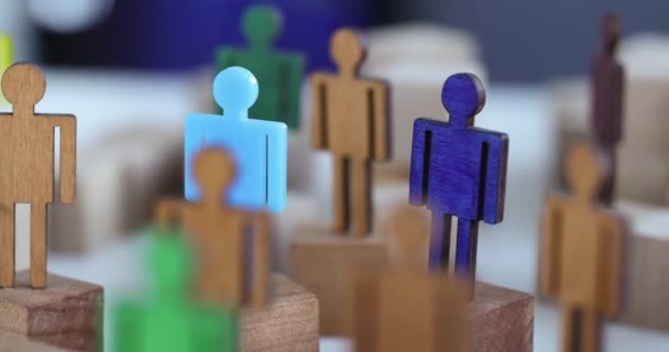 Figurines Multicolores Hommes Bois Recherche Employés Dans Concept Entreprise — Video