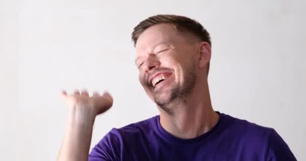 Surprised Joyful Man Laughs Close Joyful Emotions Facial Expressions Happy — Wideo stockowe