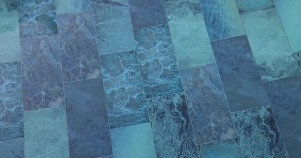 Swimming Pool Visitors Bottom Blue Tiles Territory Resort Hotel Concept — стоковое видео