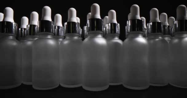 Large Number Empty Bottles Pipette Dark Premise Bottles Pipette Intended — Stockvideo