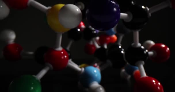 Multi Colored Molecular Connections Black Background Dark Premise Detailed Atomic — Vídeo de stock