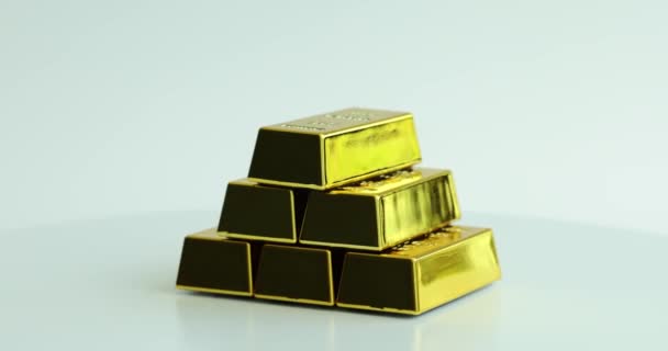 Hromada Zlatých Cihel Otáčí Finanční Investice Zlata Koncept — Stock video