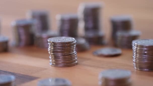 Gestapelte Münzen Rettungsboje Oder Rettungsgürtel Analyse Des Finanzrisikomanagements — Stockvideo