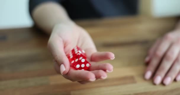 Hands Red Bones White Marks Gambling Concept — Stock Video