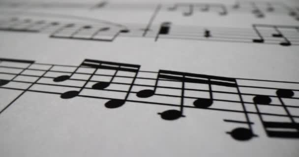 Contesto Note Musicali Pezzo Musica Primo Piano Insegnare Musica Note — Video Stock