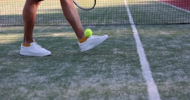Sportoló Teniszező Edzés Közben Pályán Egészséges Életmód Sport — Stock videók