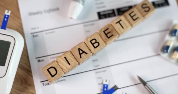 Control Glucose Level Glucometer Diabetes Mellitus Movie Slow Motion Hyperglycemia — Stockvideo