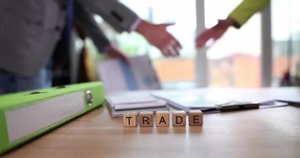Male Female Handshake Office Text Trade Partners Made Deal Sealed — Stock video