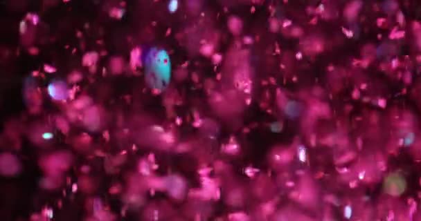 Textura Navideña Brillo Rosa Rojo Con Lentejuelas Celebración Abstracto Fondo — Vídeo de stock