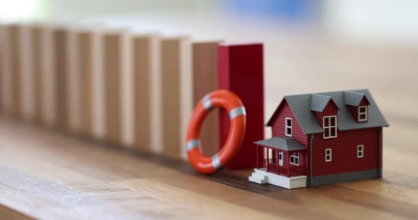 Toy Life Buoy Protects House Home Insurance — Stock Video