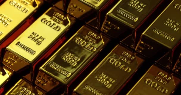 Stack Gold Bars Financial Investment Gold Concept Gold Reserves Country — Stock Video
