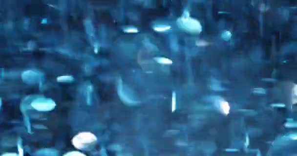 Чорні Фонові Шпалери Падаючими Світло Блакитними Блискітками Блискуча Фольга Конфетті — стокове відео