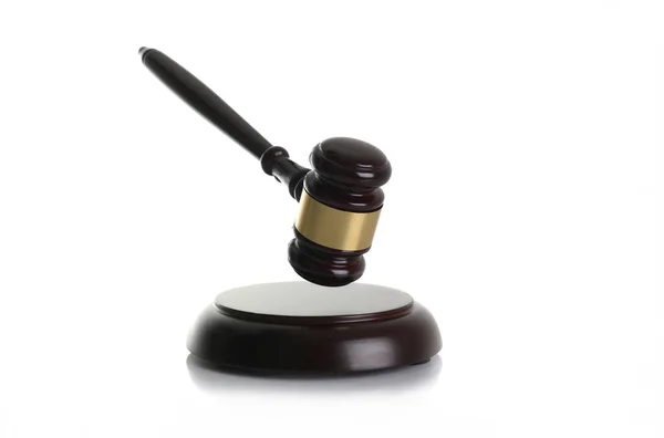 Judge Hammer Stand Isolated White Background Making Decisions Disputes Arbitration — Stock Photo, Image