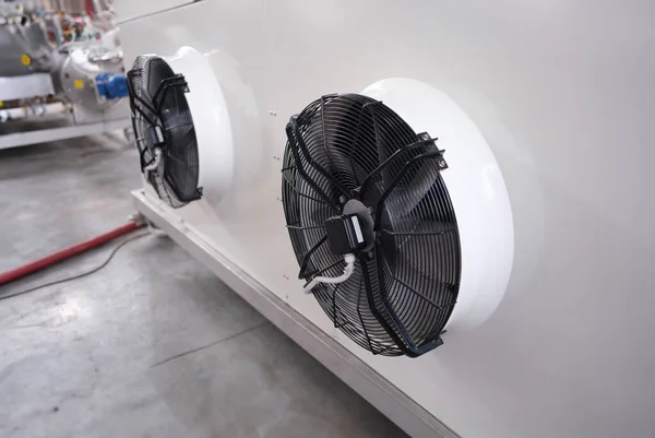 Cooling Industrial Air Conditioners Fans Closeup Maintenance Ventilation Systems Concept — Fotografia de Stock