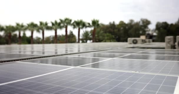 Крыша Солнечных Батарей Чистой Зеленой Энергии Альтернативной Концепции Защита Окружающей — стоковое видео
