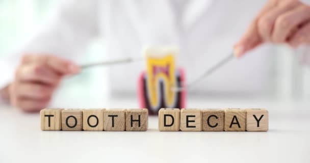 Palabra Dentista Caries Dental Tratamiento Dental Tratamiento Dental Una Clínica — Vídeo de stock
