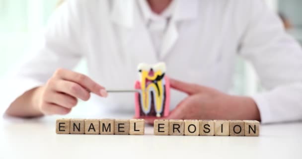 Dentist Word Enamel Tooth Erosion Dental Treatment Dental Treatment Dental — Stock Video