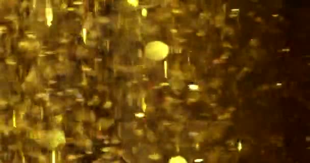 Gold Abstract Futuristic Sparkling Glitter Background Bright Gold Particles Fly — Stock Video