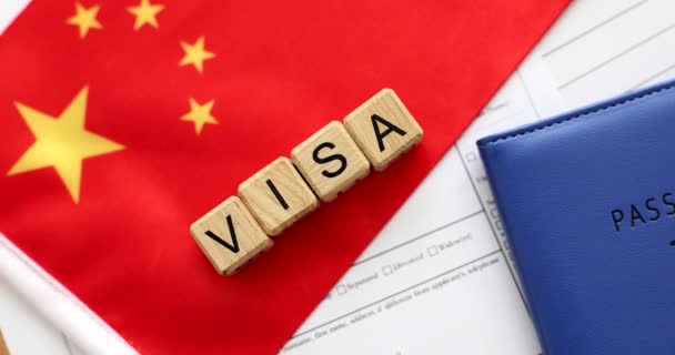 Kina Visumsøknad Pass Tillatelse Gir Rett Til Krysse Grensen – stockvideo