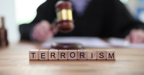 Internationaler Strafgerichtshof Sprach Urteil Über Terrorismus Terrorprozess Vor Gericht — Stockvideo